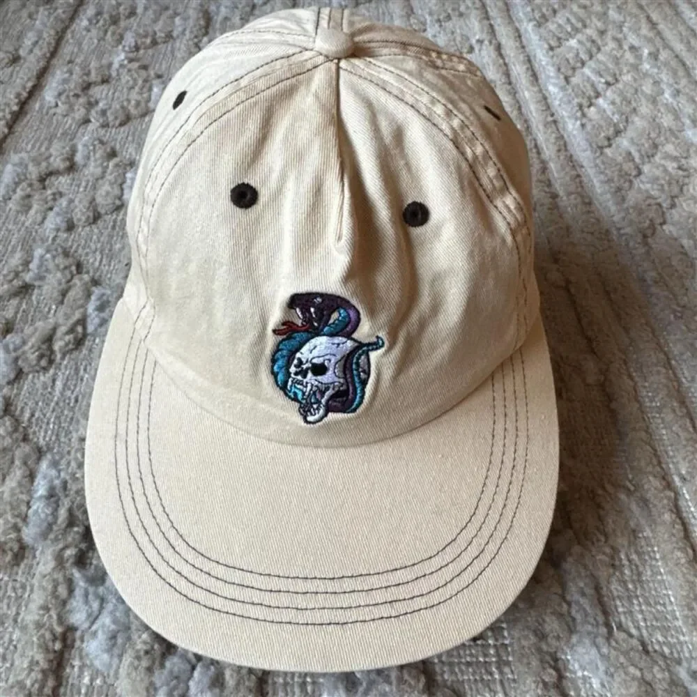 Billy Bones Club Snakes Go Rah Cap Cream Skull Snake Embroidered Cotton Hat